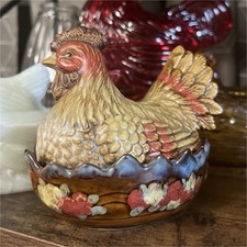Ceramic Hen hen on nest