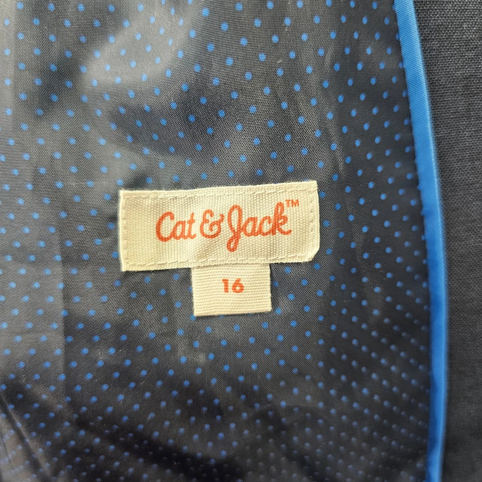 Navy Blazer Boys 16 XL Blue Single Breasted Suit Jacket School Preppy CAT JACK - Image 4 of 4