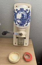 DE VE HOLLAND Porcelain Coffee Grinder Mill Wal Mounted Antique