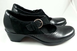 clarks-Bendables-Mary-Jane-Buckle-Heels-8-5M-Black-Womens-Suede-amp-Leather-Shoes