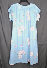 VTG Martha Manning BLUE FLORAL HOUSE DRESS MUMU Soft Poly Knit 46" BUST 18/20 1X