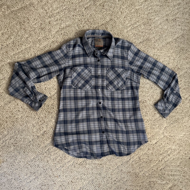 5.11 Tactical Hanna Flannel Snap Button Up Womens Small Ensign Blue Plaid