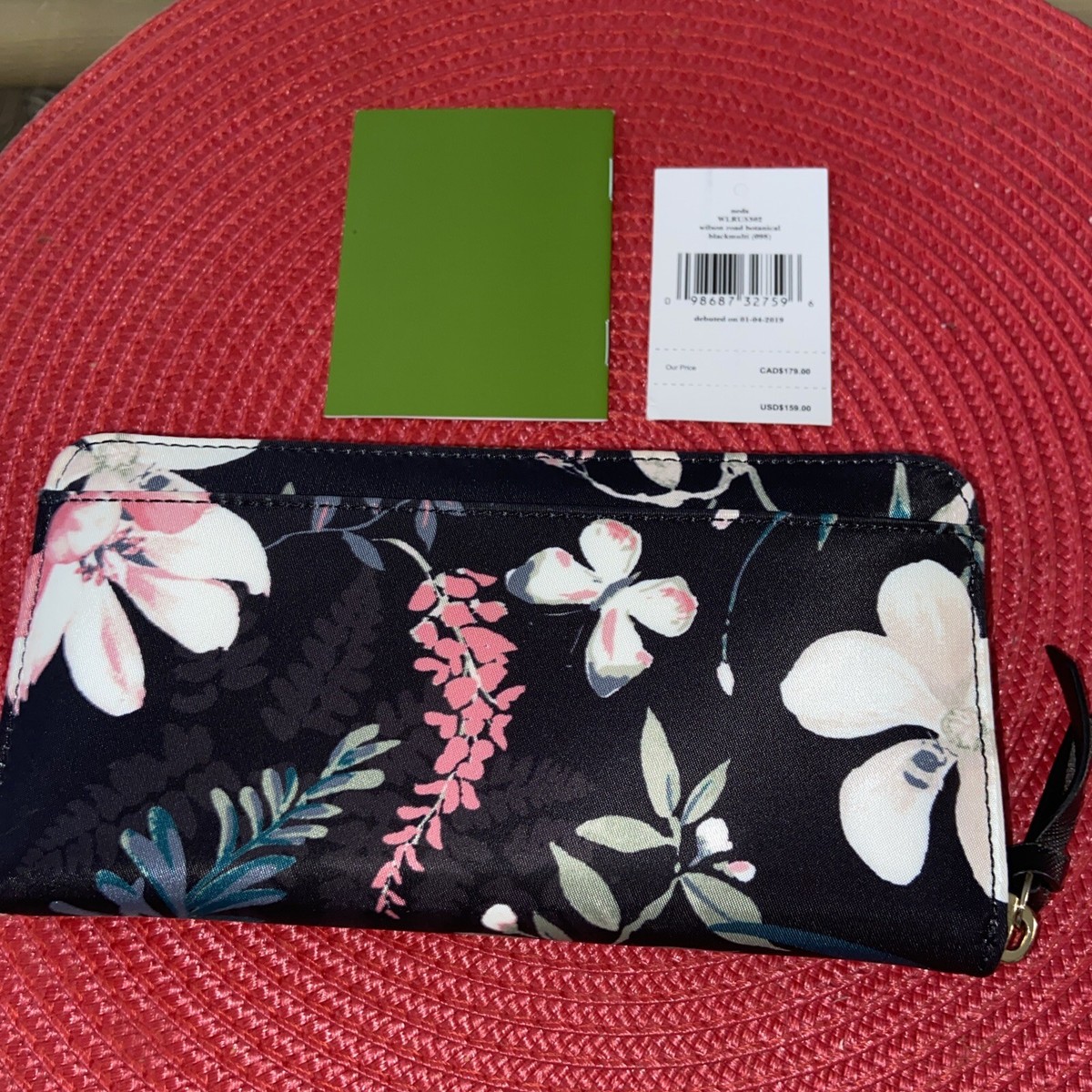 NWT Kate Spade Neda Wilson Road Botanical Blackmulti Wallet (098