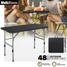 4Ft Foldable Plastic Dining Table Portable Outdoor Foot BBQ Picnic Desk w/Handle