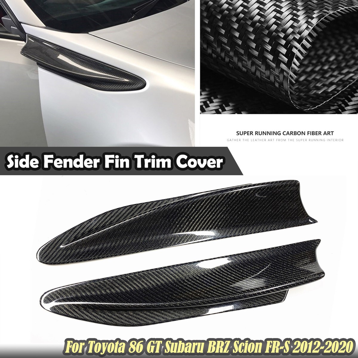 Car Carbon Fiber Side Fender Fin Vent For Subaru BRZ Toyota 86