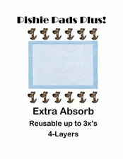17x24" 4-Layer Puppy Training Pads Extra-Absorbent 21gr Reusable up to 3x's