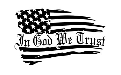 &ldquo;In God We Trust&rdquo; Flag Decal/Sticker (6"x4" )Black, White, Red, Blue