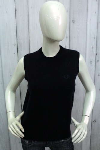 Maglione Fred Perry Donna Taglia S Blu Smanicato Maglia Lana Woman Logo  Italy | eBay