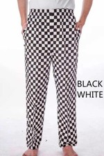 Chef Trousers Pants Check Stripe Elastic Uniform Unisex Pocket Kitchen Catering