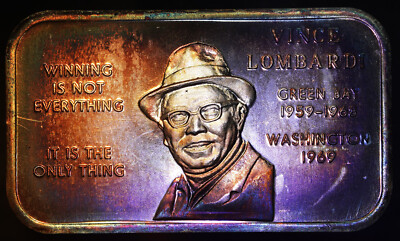 1969 Coach Vince Lombardi Green Bay Football TONED 1oz 999 FINE