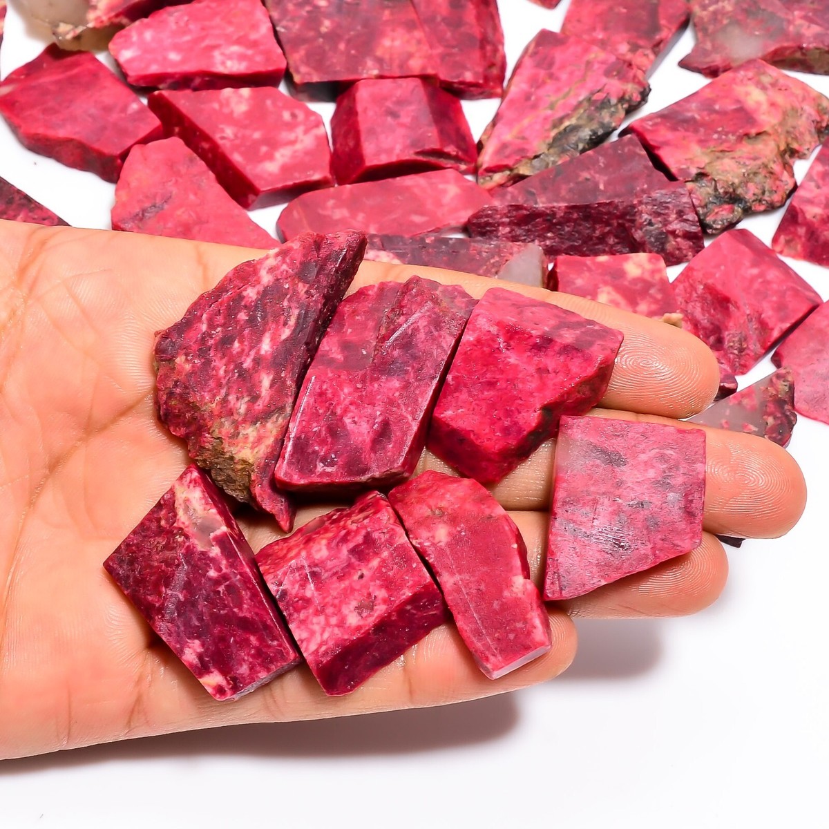 Natural Pink Thulite Slice Rough Gemstone Raw Blue Pink Thulite