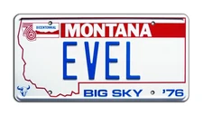 Viva Knievel | Cadillac Mirage | 76 EVEL | Metal Stamped Replica License Plate