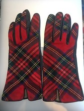 Vintage Stuart Glove 50s Tartan Leather Gloves Size S Made In England