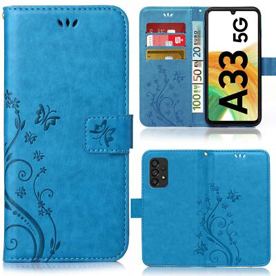 Handy Tasche für Samsung Galaxy A33 5G Schutz Hülle Blumen Flip Case Wallet Etui