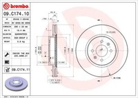 2X Brembo 09.C174.11 Bremsscheibe FüR Hyundai KIA