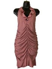 Ruched Pink Halter Neck Dress Medium Sexy Date Party Club Y2K Ruffle Bodycon Hot