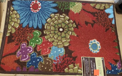 PRINTED KITCHEN RUG (nonskid back) (16'' x 24'') COLORFUL FLOWERS # 2, FD