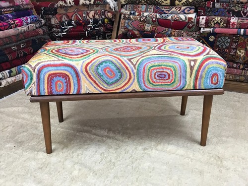 Handmade Kilim Upholstered Ottoman Footstool Piano Entryway Bedroom Bench - Picture 22 of 22