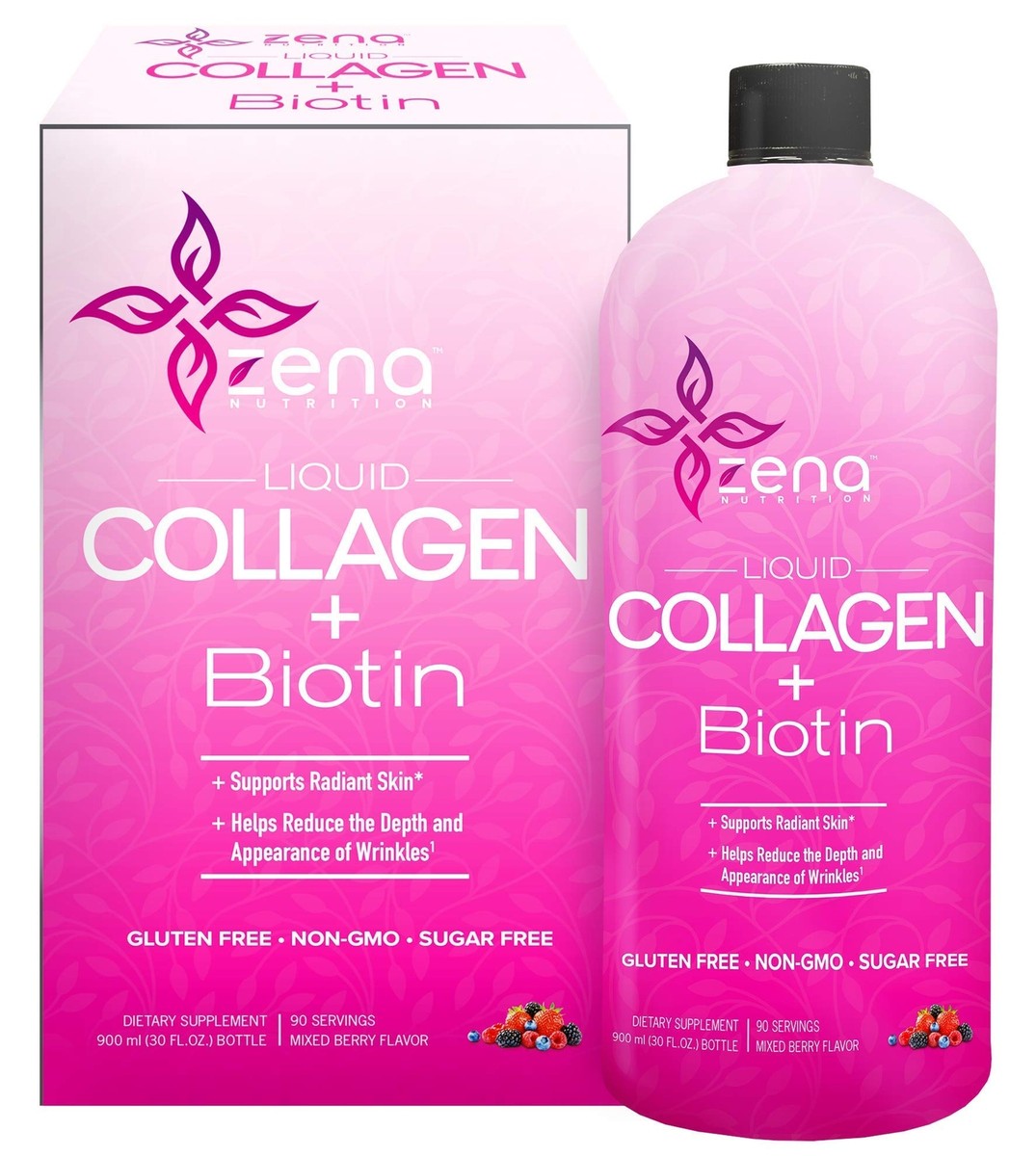 Zena Liquid Collagen + Biotin, 2500mg of Bioactive Collagen Zena Liquid Collagen + Biotin, 2500mg of Bioactive Collagen