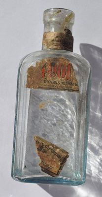 1890s Imperial Russia Russian Larger Sized Glass Ink Bottle Pieces of Labels