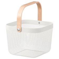 IKEA RISATORP Storage Basket Handle Metal Storage Organizer 25x26x18cm White