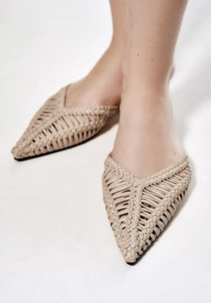Zara Woman Flat Woven Mules Beige 1802 910 eBay