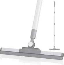 Floor Squeegee with 180° Rotating Head, Squeegee for Floor with 52'' Long Handle