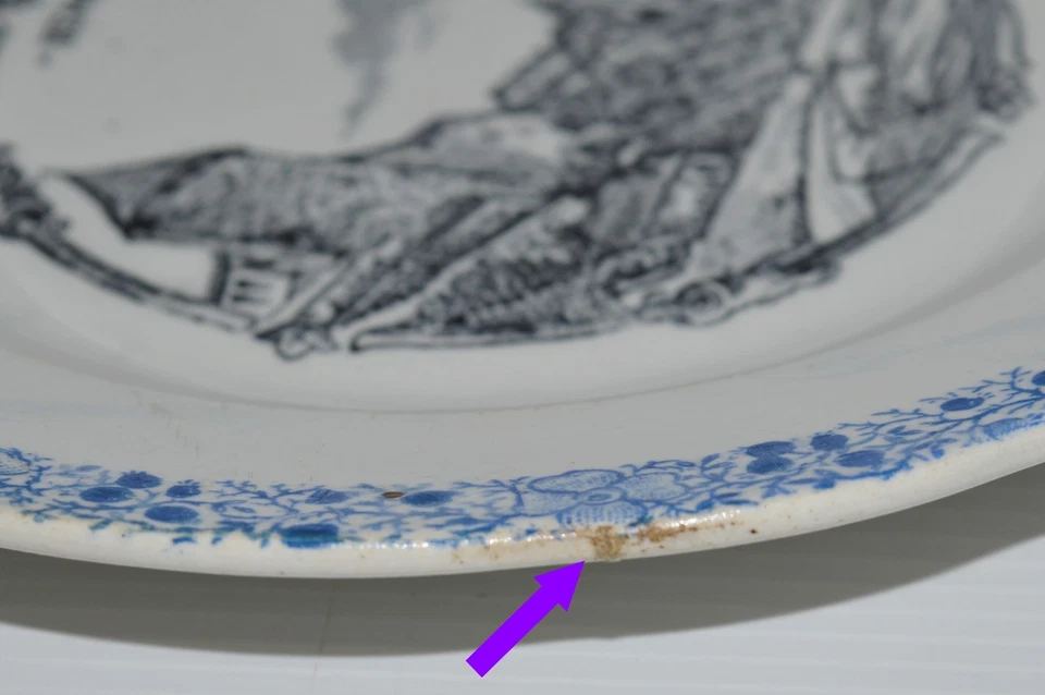 -PETITE ASSIETTE CERAMIQUE ANCIENNE VILLE DE SEMUR BORDURE BLEUE  COLLECTION - Photo 4/4