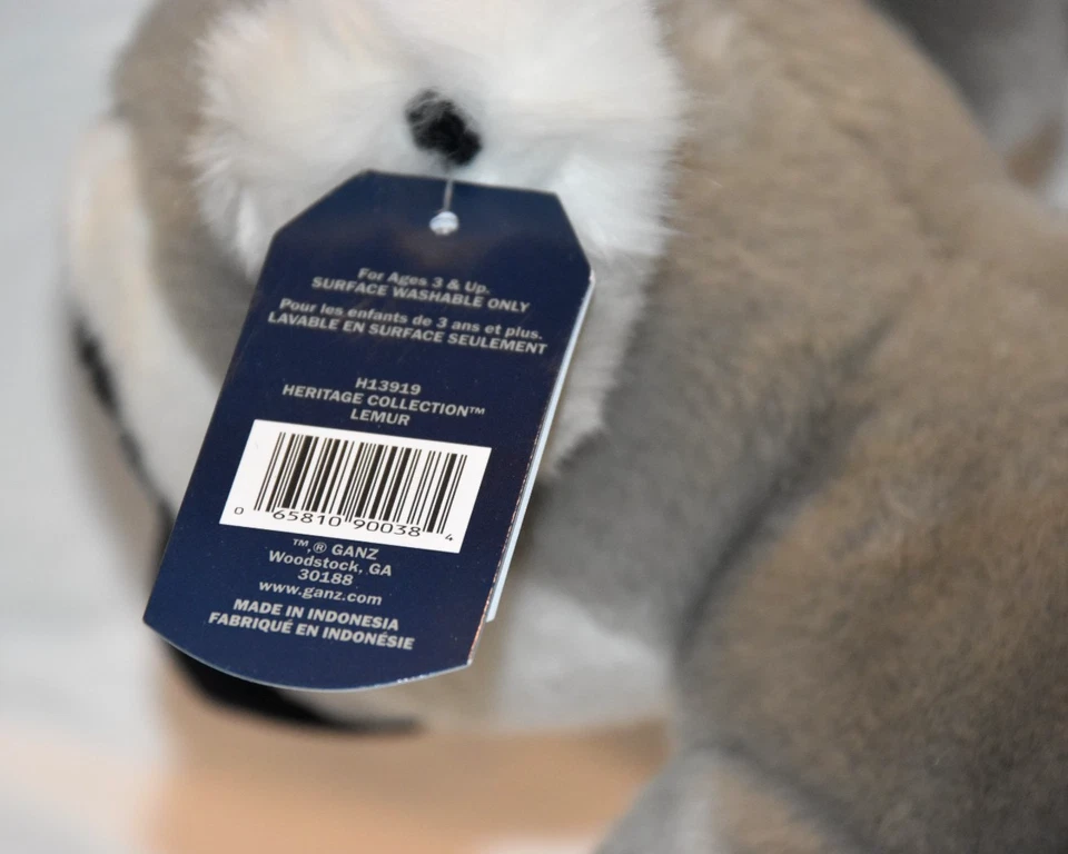 Ganz Heritage Collection LEMUR  10”  Plush Stuffed Animal Toy #H13919 - NEW! - Image 4 of 4