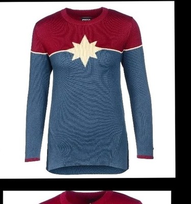Musterbrand Marvel Captain Marvel Star Crewneck Sweater Women's Tight Large
