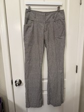 Sundance Women  s Linen Cotton Pinstripe Pants Size 6 Gray White Boho, No Sash