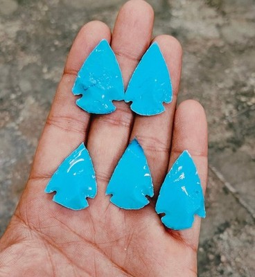 Turquoise Glass Crystal Arrowhead Spearhead 1 1.25 Inch   Gemstone For Healing
