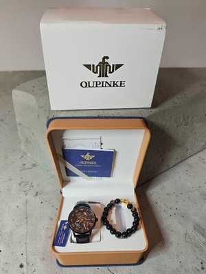  OUPINKE Automatic Skeleton Watch 41mm Sapphire Crystal Leather Strap Luxury