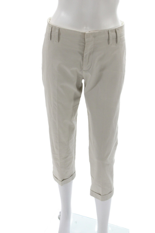 Prada Womens Beige Capri Pants Cotton Casual Size 38