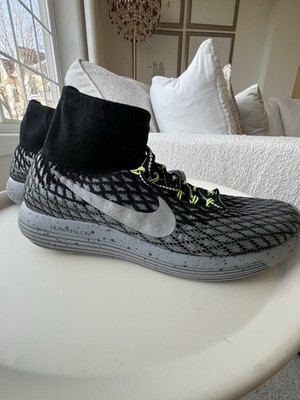 Nike LunarEpic Flyknit Shield H2O Repel High Top Black Gray Men's Running Shoes