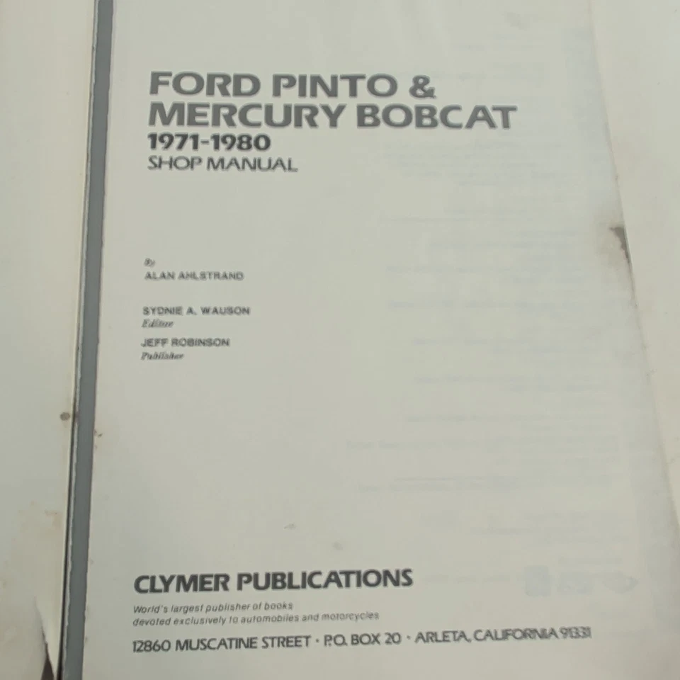 1971-80 Ford Pinto & Mercury Bobcat Clymer Manual de Serviço e Reparo A171 - Imagem 3 de 4