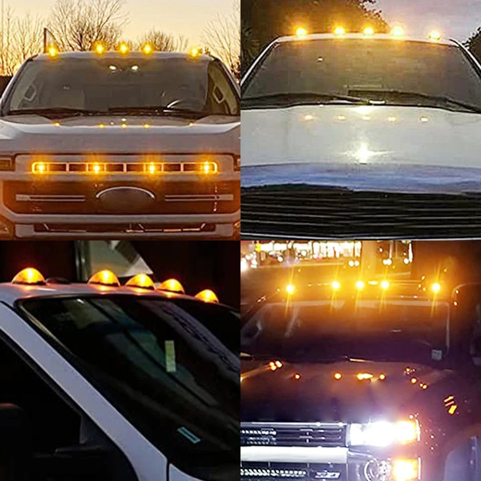 5 желтых + желтых светодиодных габаритных огней для кабины пикапа Chevy GMC 1988-2002 годов выпуска - Изображение 4 из 4