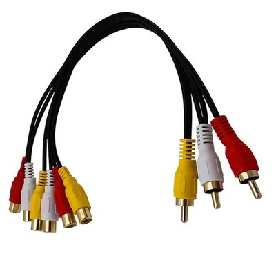 1*Audio Video AV Adapter Cable 3 RCA Male Jack to 6RCA Female Plugs Splitter