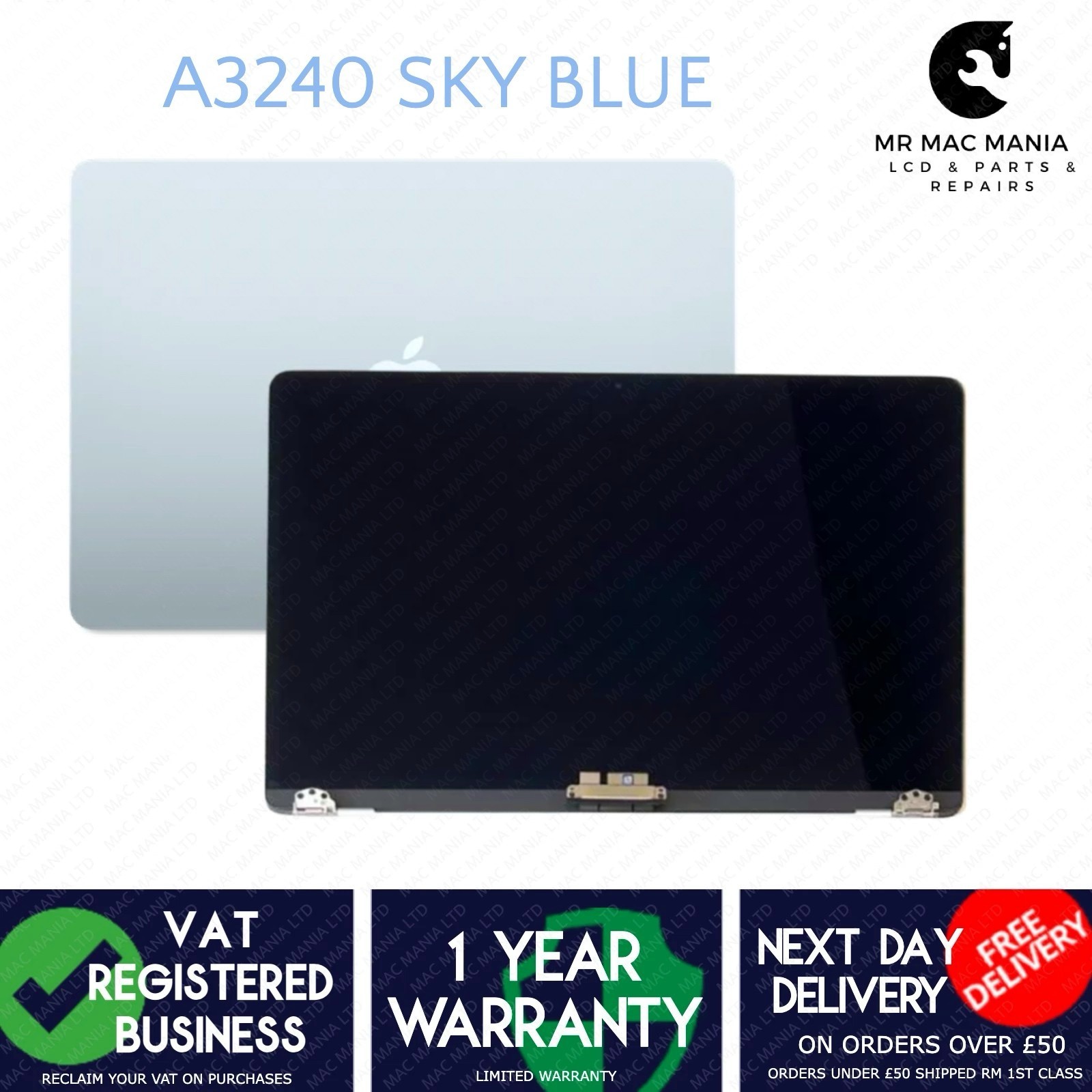 MacBook Air A3240 Schermo 13" EMC 8781 LCD Assemblaggio 2025 Blu Cielo