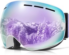 COPOZZ Ski Goggles, G1 OTG Snowboard G1-white Frame Purple Lens Vlt 10.9 