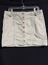 GAP Women  s Beige Corduroy Button Front Mini Skirt Size 12 Regular