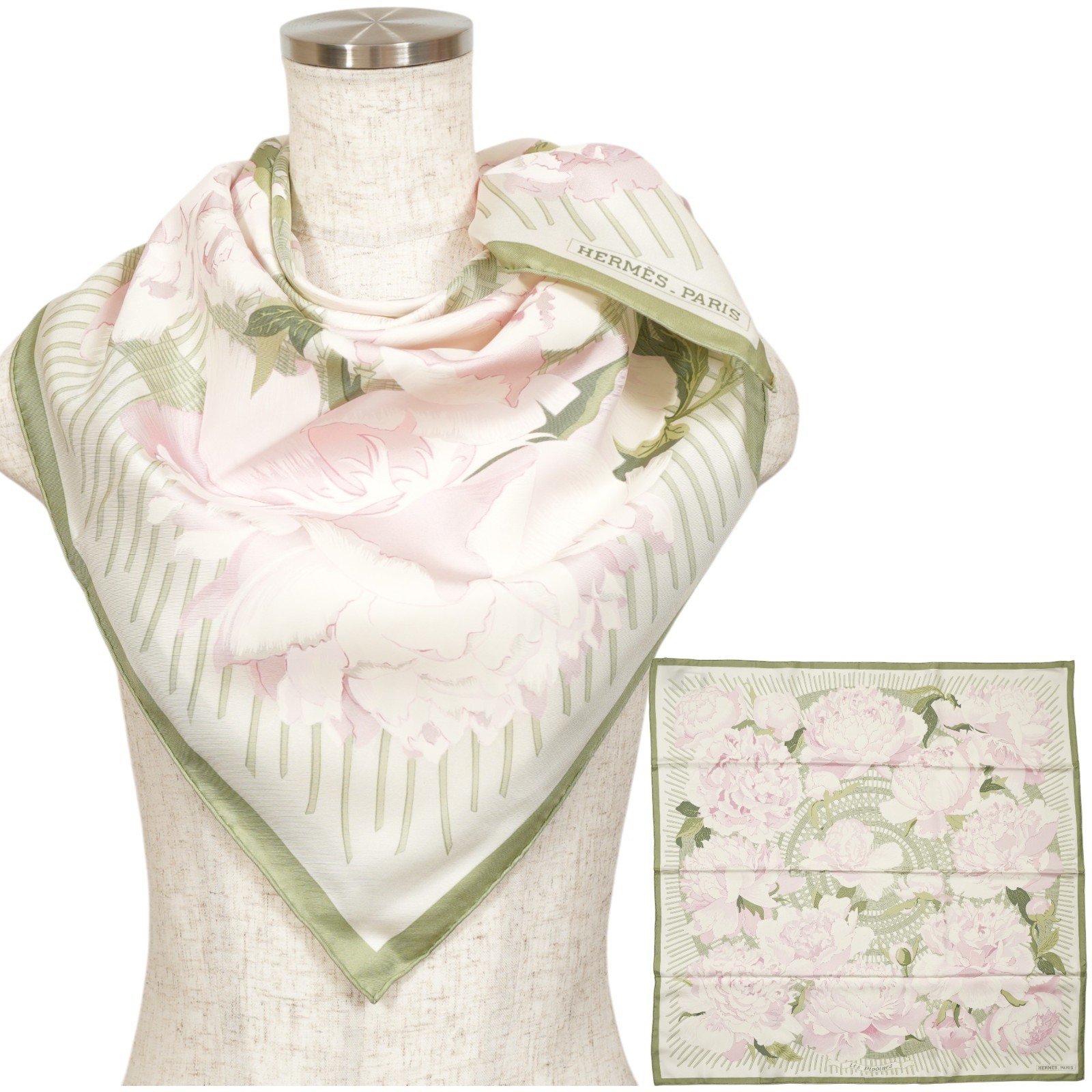 HERMES LES PIVOINES SILK SCARF