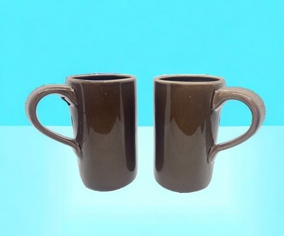 Pottery Barn Studio Mugs by Barbara Eigen Tall Coffee Mugs Set of 2 Brown