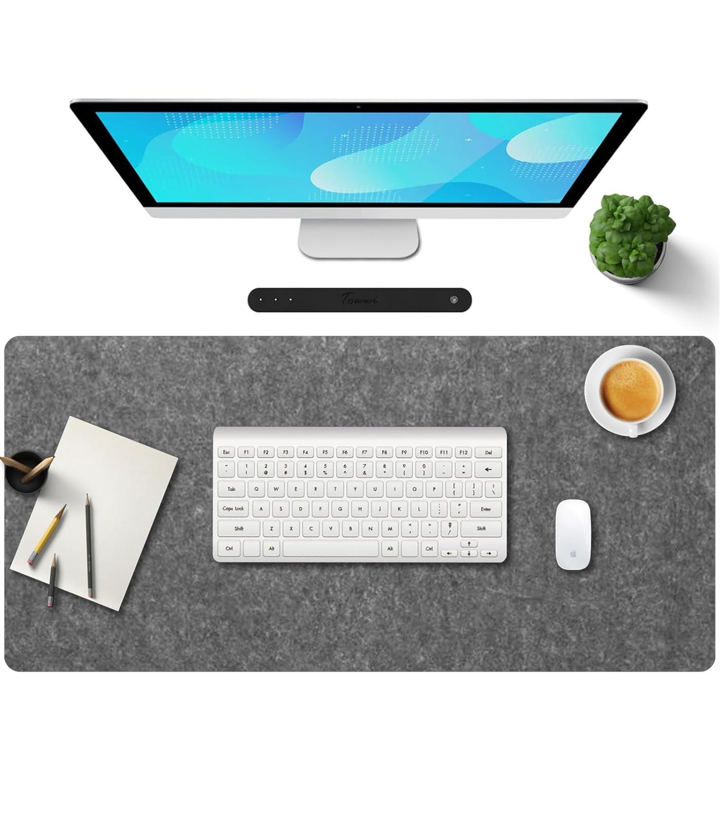Tapis de souris XXL antidérapant pour bureau gamer noir en tissu confort