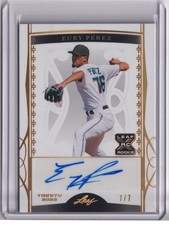 2022 Leaf Trinity #BA-EP1 Eury Perez Base Autographs Foil Gold Spectrum