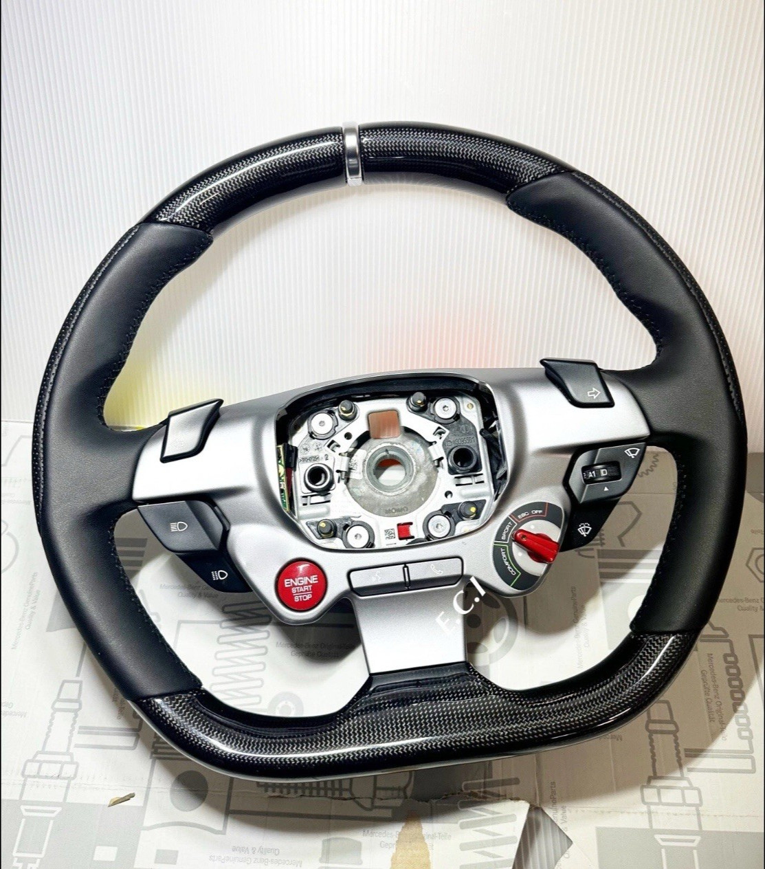 GENUINE OEM FERRARI PORTOFINO CARBON FIBER STEERING WHEEL URUS CHROME BANG F164