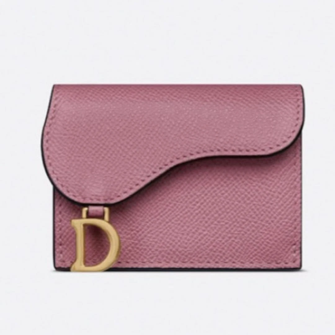 Christian Dior Portefeuille Tri Fold Compact Sac à Main Selle Rose Authentique