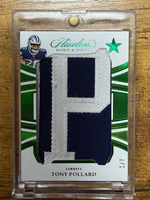 2025 Panini Flawless Tony Pollard DOWN & DIRTY Name Plate Patch GAME WORN 1/7