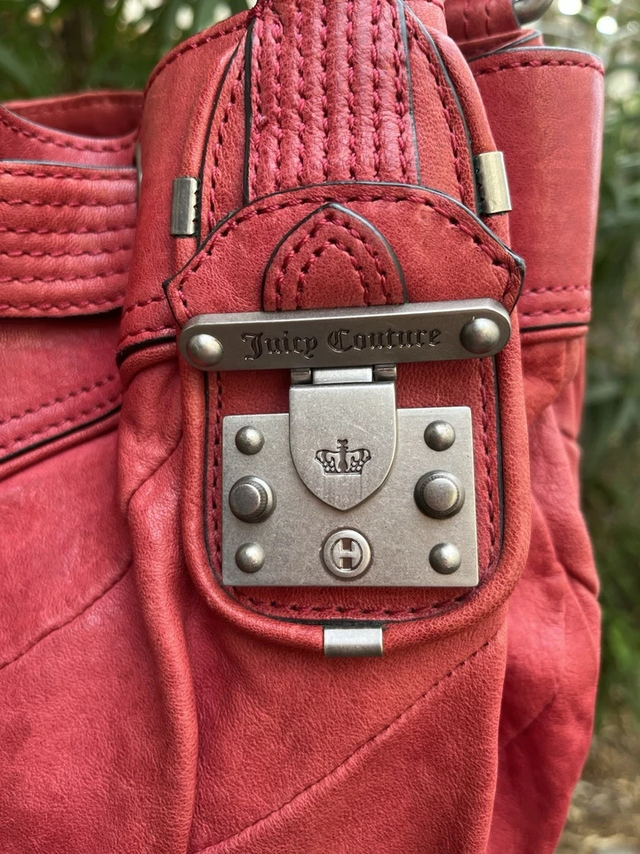De Colección Juicy Couture Bolso de Mano Cuero Rojo Y2K Años 90 Cartera Bolso de Hombro Foto 2 de 4