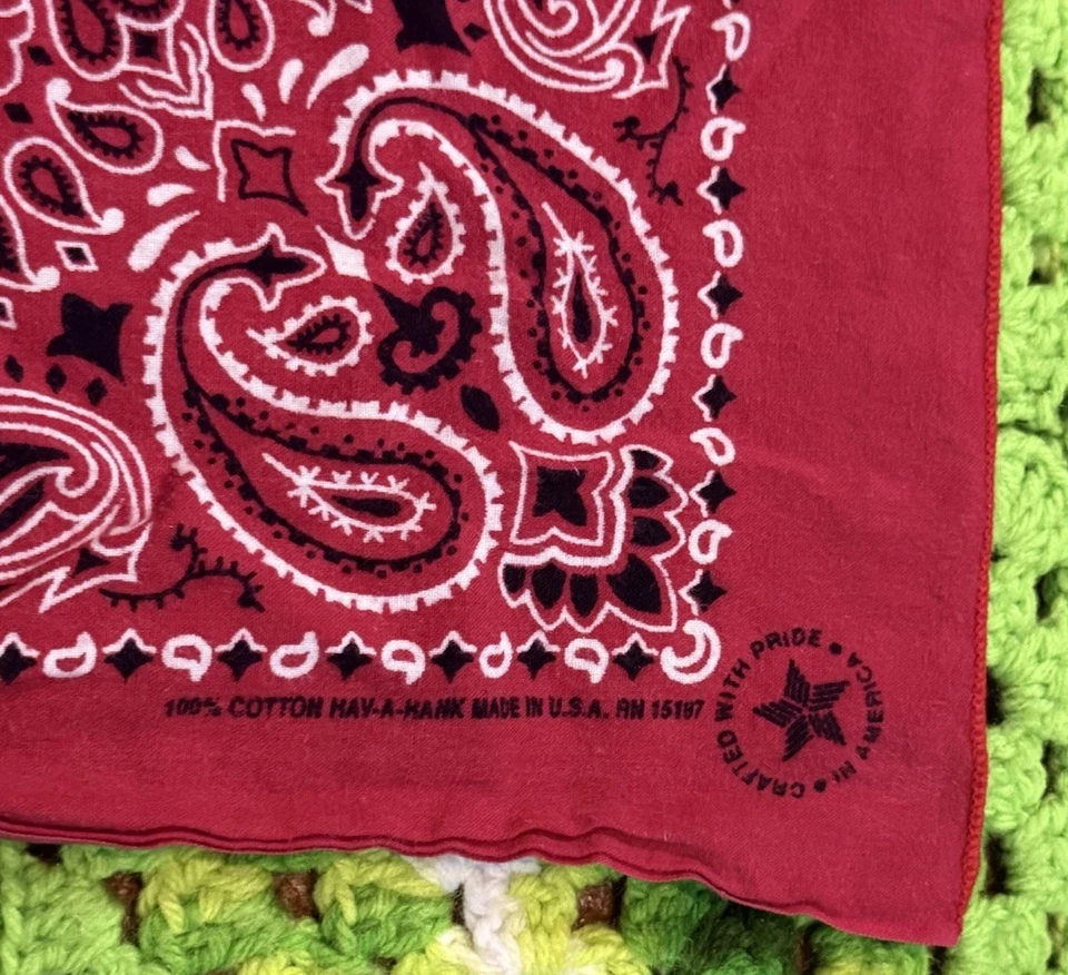 Pañuelo retro vintage Hav A Hank EE. UU. Bandana roja cachemira algodón Foto 2 de 4